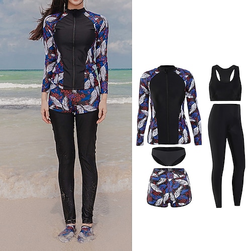 

Women's Rashguard Swimsuit Swimwear Bathing Suit UV Sun Protection UPF50 Breathable Stretchy Full Body 5-Piece - Swimming Surfing Water Sports Autumn / Fall Spring Summer / Quick Dry / Quick Dry