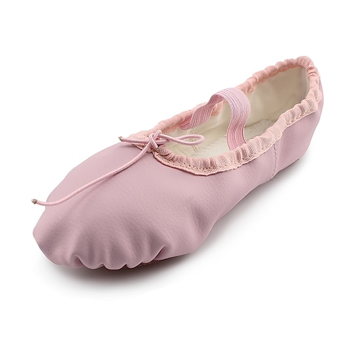 

Women's Ballet Shoes Practice Trainning Dance Shoes Professional Heel Flat Heel Closed Toe Elastic Band Adults' White Black Almond / Girls'