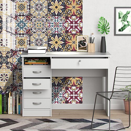 

Neuschwanstein Style Classic Ceramic Tile Waterproof Creative Kitchen Bathroom Living Room Shop Children's Room Office Wedding Room Detachable Self-adhesive Waterproof Oil Proof Decorative Wall Sticke