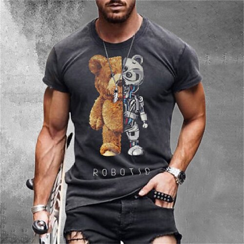 

Men's Unisex T shirt Tee Tee Cartoon 3D Round Neck Gray 3D Print Zero two Plus Size Casual Daily Short Sleeve 3D Clothing Apparel Basic Designer Big and Tall / Summer / Summer