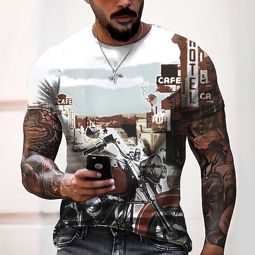 

Hombre Camiseta Camisa Tee Letra 3D Estampados Escote Redondo Amarillo Claro Dorado Multicolor Azul Piscina Amarillo Impresión 3D 66 Road Diario Festivos Manga Corta Estampado Ropa Design Casual