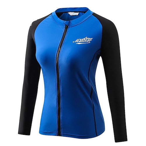 

Women's Rash Guard UV Sun Protection UPF50 Breathable Long Sleeve Sun Shirt Swim Shirt Front Zip Swimming Surfing Beach Water Sports Patchwork Autumn / Fall Spring / Stretchy / Quick Dry / Quick Dry