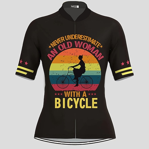 

21Grams Women's Cycling Jersey Short Sleeve Bike Jersey Top with 3 Rear Pockets Mountain Bike MTB Road Bike Cycling Fast Dry Breathable Quick Dry Moisture Wicking Coffee Rainbow Retro Polyester