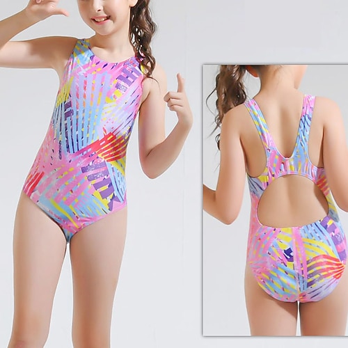 

Girls' One Piece Swimsuit Breathable Quick Dry Lightweight Sleeveless Bodysuit Bathing Suit Swimming Surfing Beach Water Sports Painting Summer / Stretchy