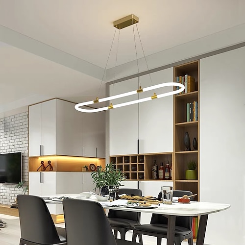 

LED Pendant Light Circle Kitchen Island Light Modern 90 cm Lantern Desgin Copper Brass 220-240V 110-120V