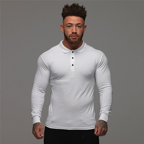 

Men's T shirt Hiking Tee shirt Golf Shirt Long Sleeve Tee Tshirt Sweatshirt Top Outdoor Quick Dry Lightweight Breathable Sweat wicking Spring Summer Solid Color Wine Red White Black Hunting Fishing