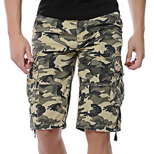 

Men's Cargo Shorts Hiking Shorts Military Camo Summer Outdoor 10"" Ripstop Breathable Multi Pockets Sweat wicking Shorts Knee Length Green Army Green Cotton Work Hunting Fishing 29 30 31 32 34