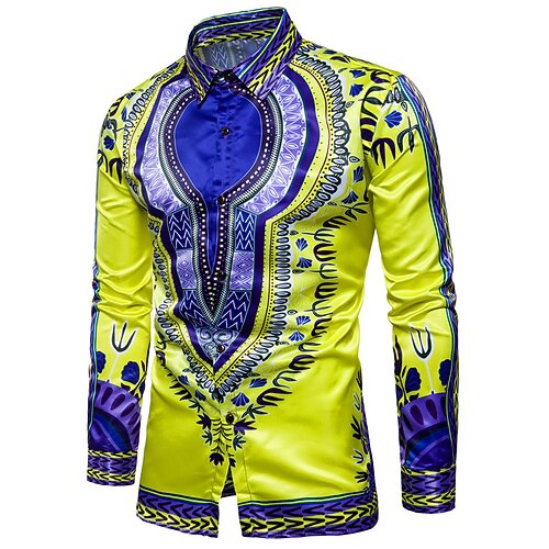 

Adults Men's African Print Dashiki Modern African Outfits For Party Polyester Masquerade Top