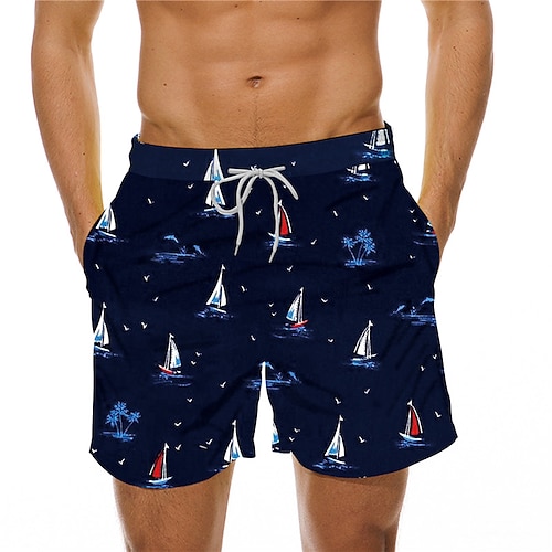 

Herren Badehose Schwimmshorts Bademode Boardshorts Badeshorts Strandshorts Kurze Hosen Kordelzug Elastisches Kordelzugdesign Kokosnussbaum Grafik-Drucke Schiff Atmungsaktiv Weich Kurz Festtage Strand