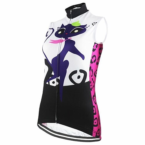 

21Grams Women's Cycling Jersey Sleeveless Bike Top with 3 Rear Pockets Mountain Bike MTB Road Bike Cycling Fast Dry Breathable Soft Back Pocket Purple Cat Polyester Spandex Sports Clothing Apparel