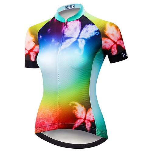 

21Grams Women's Short Sleeve Cycling Jersey Bike Top with 3 Rear Pockets Mountain Bike MTB Road Bike Cycling Breathable Quick Dry Moisture Wicking Blue Butterfly Spandex Polyester Sports Clothing