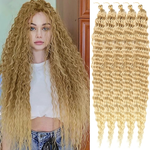 

30 Inch Deep Wave Twist Crochet Hair Natural Synthetic Braid Hair With Afro Curls Ombre Braiding Hair Extensions For Women