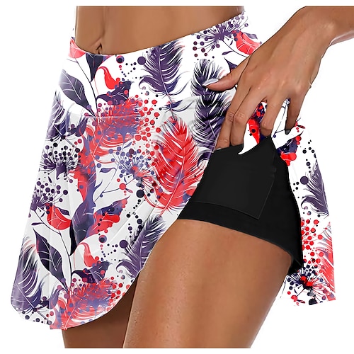

Women's Running Skirt Athletic Skorts Side Pockets 3D Print High Waist Shorts Athletic Athleisure Breathable Quick Dry Moisture Wicking Fitness Gym Workout Running Sportswear Activewear Red