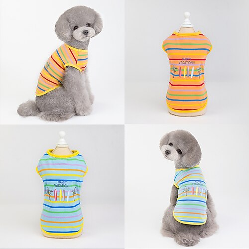 

Dog Cat Vest Stripes Color Block Stripes Dailywear Casual / Daily Dog Clothes Puppy Clothes Dog Outfits Warm Orange Light Blue Costume for Girl and Boy Dog Cotton S M L XL XXL