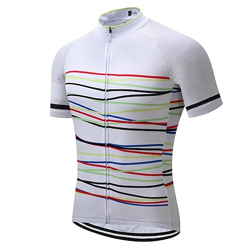 

21Grams Men's Cycling Jersey Short Sleeve Bike Jersey Top with 3 Rear Pockets Mountain Bike MTB Road Bike Cycling Breathable Quick Dry Moisture Wicking Soft White Polyester Spandex Sports Clothing