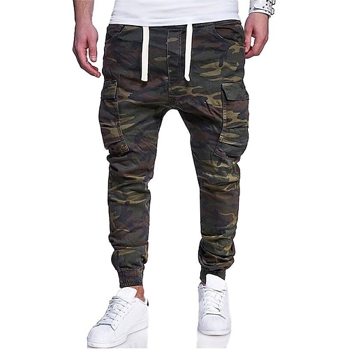 

Men's Cargo Pants Joggers Trousers Jogging Pants Elastic Waist Camouflage Full Length Daily Black Army Green Micro-elastic