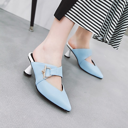 

Women's Clogs & Mules Mules Plus Size Heeled Mules Loafer Mules Sequin Cone Heel Pointed Toe PU Loafer Solid Colored Black Rosy Pink Blue