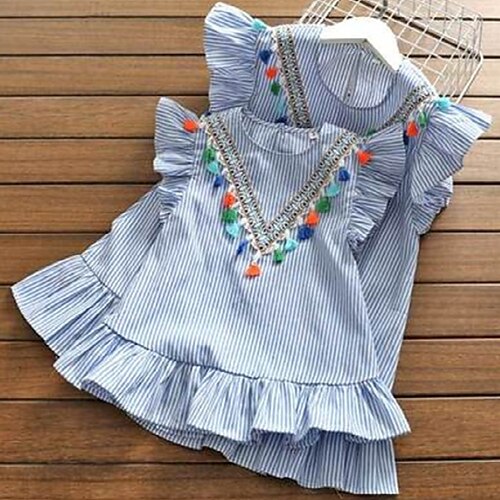 

Mommy and Me Dresses Other Daily Patchwork Blue Pink Short Sleeve Knee-length Active Matching Outfits