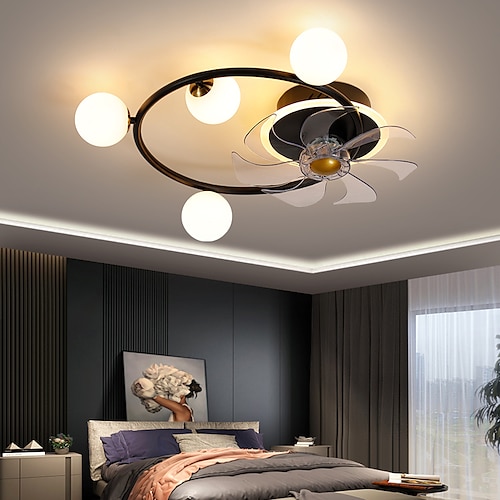 

LED Ceiling Fan Light Modern Black Gold Circle Design 55cm Dimmable Aluminum Artistic Style Vintage Style Modern Style Painted Finishes LED Nordic Style 220-240V 110-120V
