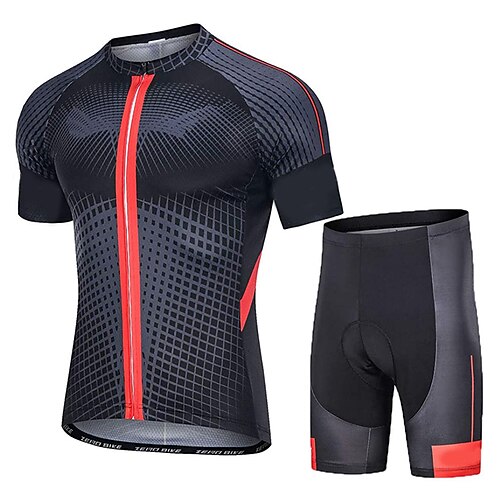 

21Grams Men's Cycling Jersey with Shorts Short Sleeve Mountain Bike MTB Road Bike Cycling Green Red Blue Bike Clothing Suit 3D Pad Breathable Quick Dry Moisture Wicking Reflective Strips Polyester