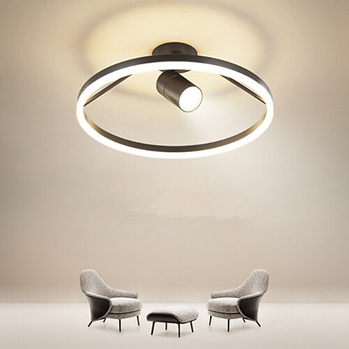 

LED Ceiling Light with Spot Light Circle Design Modern Black White 40/50 cm Flush Mount Lights Aluminum Artistic Style Modern Style Stylish Painted Finishes 220-240V