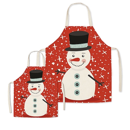 

Family Ugly Christmas Aprons Snowman Christmas Gifts Print Red Vacation Matching Outfits Fall Spring Summer Cute Sweet