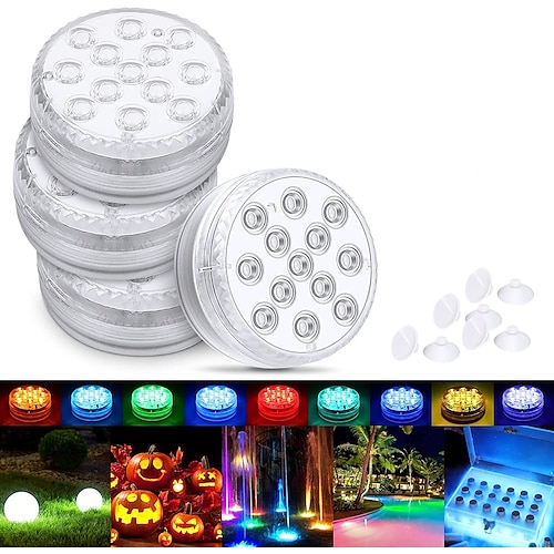 

Submersible LED Light Outdoor Lights Waterproof 1X 2X 3X 4X 8X 10X SMD5050 Upgrade 13 LED IP68 RGB Submersible Light With Magnet and Suction Cup For Swimming Pool Pond Light Underwater Tea Colorful Light Colorful Lighting With Remote Controller