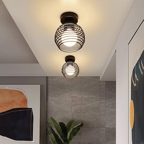 

LED Ceiling Light Porch Light Corridor Light Modern Black 15cm Flush Mount Lights Metal Vintage Style Metal Geometrical Painted Finishes Country 220-240V 110-120V