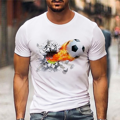 

Men's T shirt Tee Shirt Tee Football Soccer Football player Crew Neck White Print Casual Short Sleeve Print Clothing Apparel Designer Big and Tall Esencial / Summer / Summer