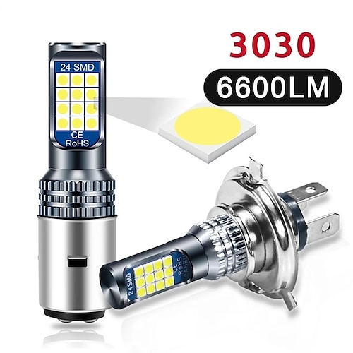 

1Ppc Motorcycle LED Headlight Bulbs Yellow Fog Light H4 BA20D P15D 6000k Hi / lo Beam 3030 12SMD Accessories for Motorbike Scooter ATV 1pc