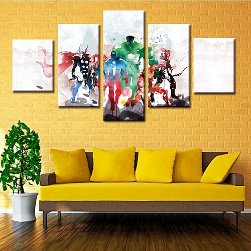 

5 Panels Wall Art Canvas Prints Painting Artwork Picture Super Hero Cartoon Home Decoration Decor Rolled Canvas No Frame Unframed Unstretched