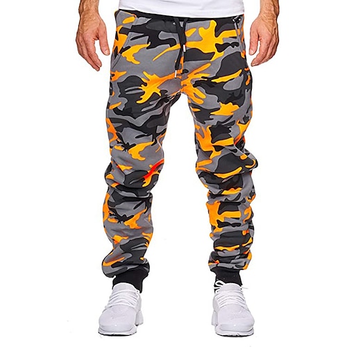 

Herre Joggingbukser Bukser kinesisk Elastisk Talje Jacquard Camouflage Udendørs Fuld længde Afslappet Daglig Bomuld Chino Camouflageblå Gul camouflage Mikroelastisk