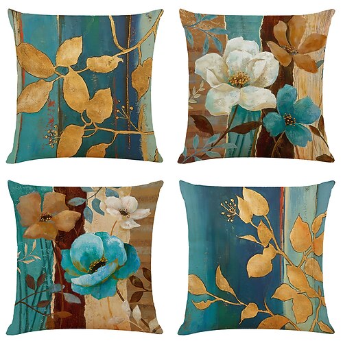 

Vintage Double Side Cushion Cover 4PC Soft Light luxury Square Throw Pillow Cover Cushion Pillowcase for Bedroom Livingroom Superior Quality Machine Washable Outdoor Cushion for Sofa Couch Bed Chair