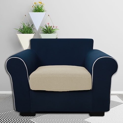 

Stretch Sofa seat Cushion Cover Slipcover Elastic Couch Armchair Loveseat 4 or 3 Seater Water Repellent Grey Black Plain Solid Soft Durable Washable