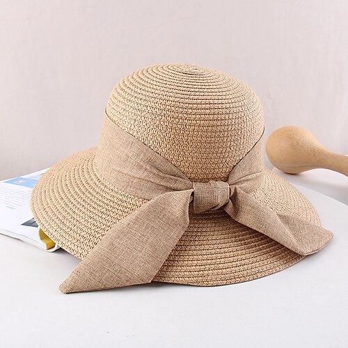 

Hats Headwear Straw Hats Straw Bucket Hat Straw Hat Sun Hat Casual Holiday Vintage Style With Split Joint Headpiece Headwear