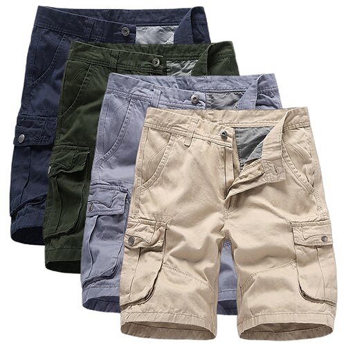 

Men's Cargo Shorts Hiking Shorts Military Summer Outdoor Regular Fit 10"" Ripstop Breathable Quick Dry Multi Pockets Shorts Bottoms Knee Length Black Army Green Cotton Hunting Fishing Climbing 30 32