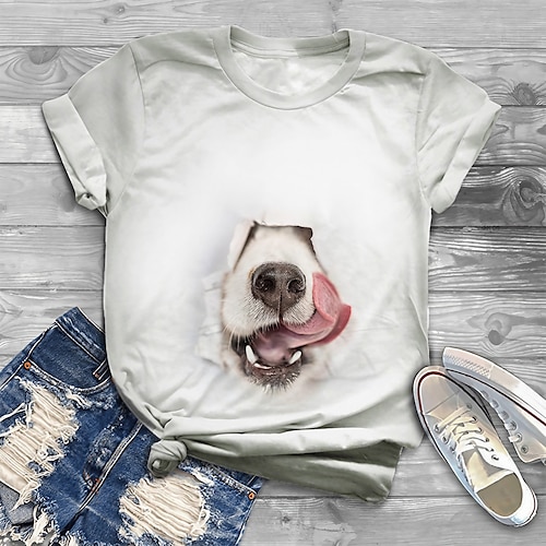 

Per donna Taglia grossa Top maglietta Con cagnolino Pop art Stampa Manica corta Girocollo Essenziale Giornaliero Per eventi Jersey di cotone spandex Primavera Estate Grigio / Plus Size / Stampa 3D