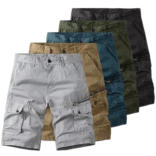 

Men's Cargo Shorts Hiking Shorts Tactical Shorts Military Summer Outdoor Relaxed Fit 10"" Ripstop Breathable Quick Dry Multi Pockets Shorts Bottoms Knee Length Zipper Pocket Lake blue Black Cotton