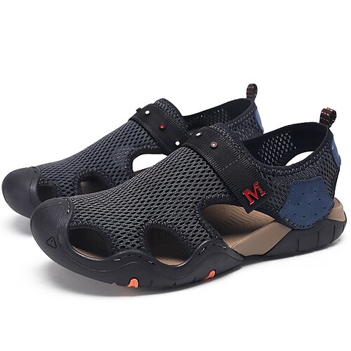 

Men's Sandals Casual Classic Outdoor Daily PU Elastic Fabric Black Blue Spring Summer