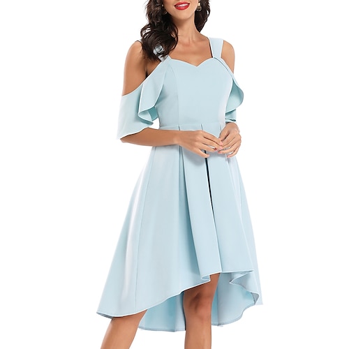 

A-Line Elegant Vintage Party Wear Cocktail Party Dress V Neck Sleeveless Knee Length Nylon with Pleats 2022