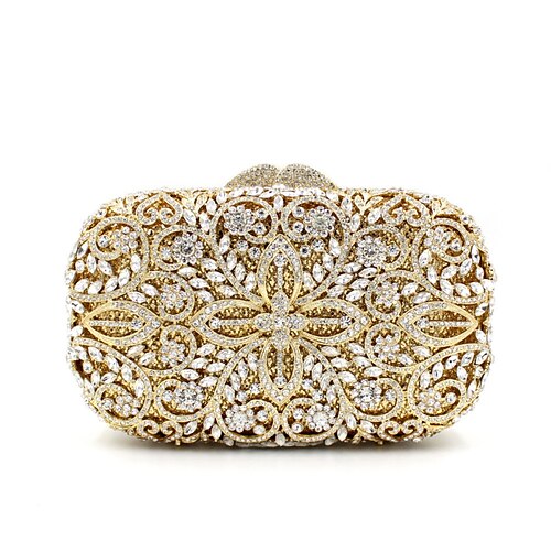 

Women's Evening Bag Wedding Bags Handbags Clutch Alloy Crystals Chain Hollow Crystal / Rhinestone Glitter Shine Party Wedding Gold