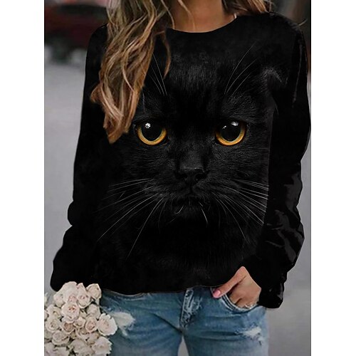 

Per donna Felpa Maglione Gatto 3D Animali 3D Stampa Giornaliero Sport Stampa 3D Attivo Streetwear Felpe con cappuccio Felpe Nero