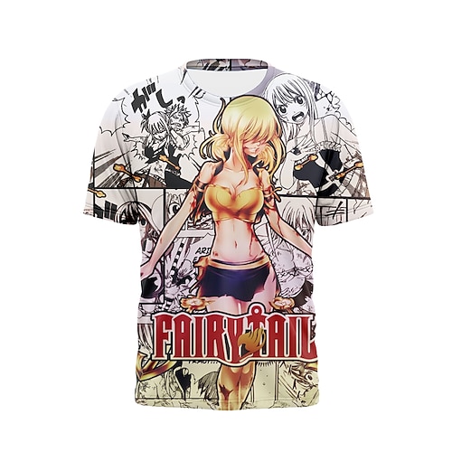 

Inspired by Fairy Tail Cosplay Cartoon Manga Back To School Print Harajuku Graphic Kawaii T-shirt For Men's Women's Adults' 3D Print 100% Polyester