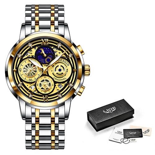 

LIGE Quartz Watch Steel Band Watches for Men's Men Analog Quartz Modern Style Waterproof Noctilucent Stainless Steel Stainless Steel / One Year