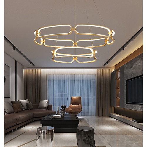 

LED Pendant Light Living Room Chandelier New Simple Atmosphere Household Nordic Style Round Creative Art Modern Light Luxury Lamps