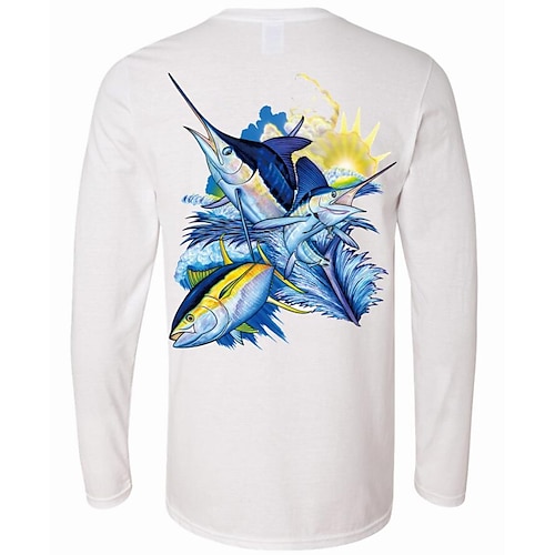 

CAWANFLY Homens Camisa de pesca Exterior Manga Longa UPF50 Proteção UV Respirável Secagem Rápida Leve Blusas Verão Primavera Outono Ao ar livre Roupa Esportiva Pesca Branco Amarelo Azul