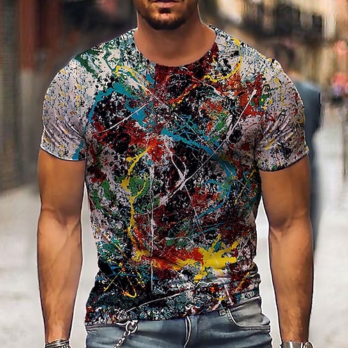 

Men's Unisex T shirt Tee Shirt Tee Graphic Prints Graffiti Crew Neck Rainbow 3D Print Daily Holiday Short Sleeve Print Clothing Apparel Designer Casual Big and Tall / Summer / Summer