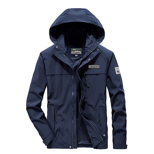 

Men's Hoodie Jacket Hiking Jacket Hiking Windbreaker Winter Outdoor Thermal Warm Waterproof Windproof Quick Dry Outerwear Coat Top Skiing Ski / Snowboard Fishing Blue Grey Black Army Green