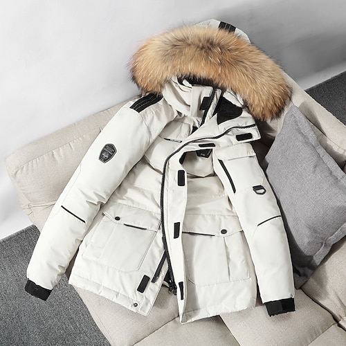 

Women's Winter Jacket Puffer Jacket Hoodie Jacket Street Daily Holiday Winter Fall Regular Coat Regular Fit Windproof Warm Casual Jacket Long Sleeve Solid Color with Pockets Creamy-white Red Wine