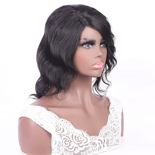 

T Lace Side Parting Brown Net Real Head Down With Brazilian Wig Water Wave Head Set